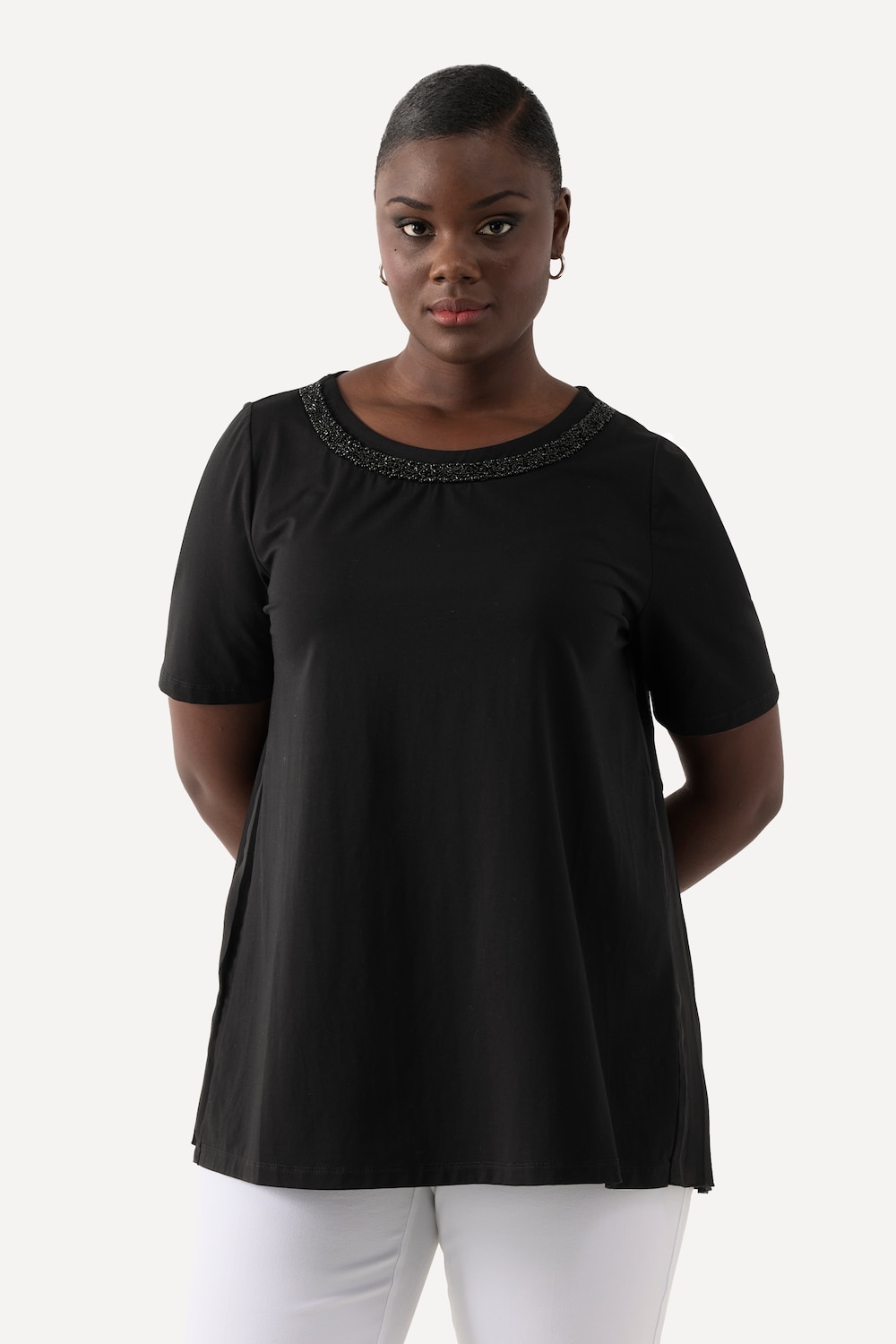 Große Größen T-Shirt, Damen, schwarz, Größe: 54/56, Polyester/Baumwolle/Synthetische Fasern, Ulla Popken