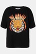 T-shirt, oversize, nadruk w panterkę, okrągły dekolt, rękaw 1/2