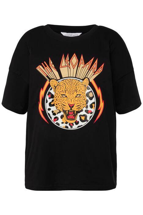 Tričko, oversize, leopardí potisk, kulatý výstřih, krátké rukávy
