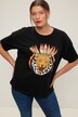 T-shirt, oversize, nadruk w panterkę, okrągły dekolt, rękaw 1/2