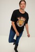 T-shirt, oversize, nadruk w panterkę, okrągły dekolt, rękaw 1/2
