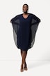 Chiffonkleid, doppellagig, V-Ausschnitt, 3/4-Arm
