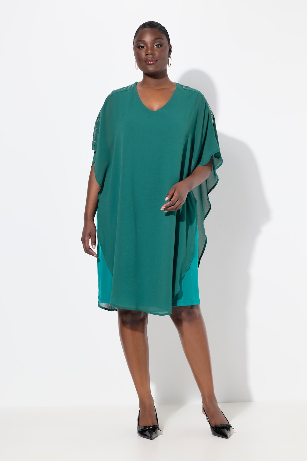 Große Größen Chiffonkleid, Damen, grün, Größe: 54/56, Polyester, Ulla Popken