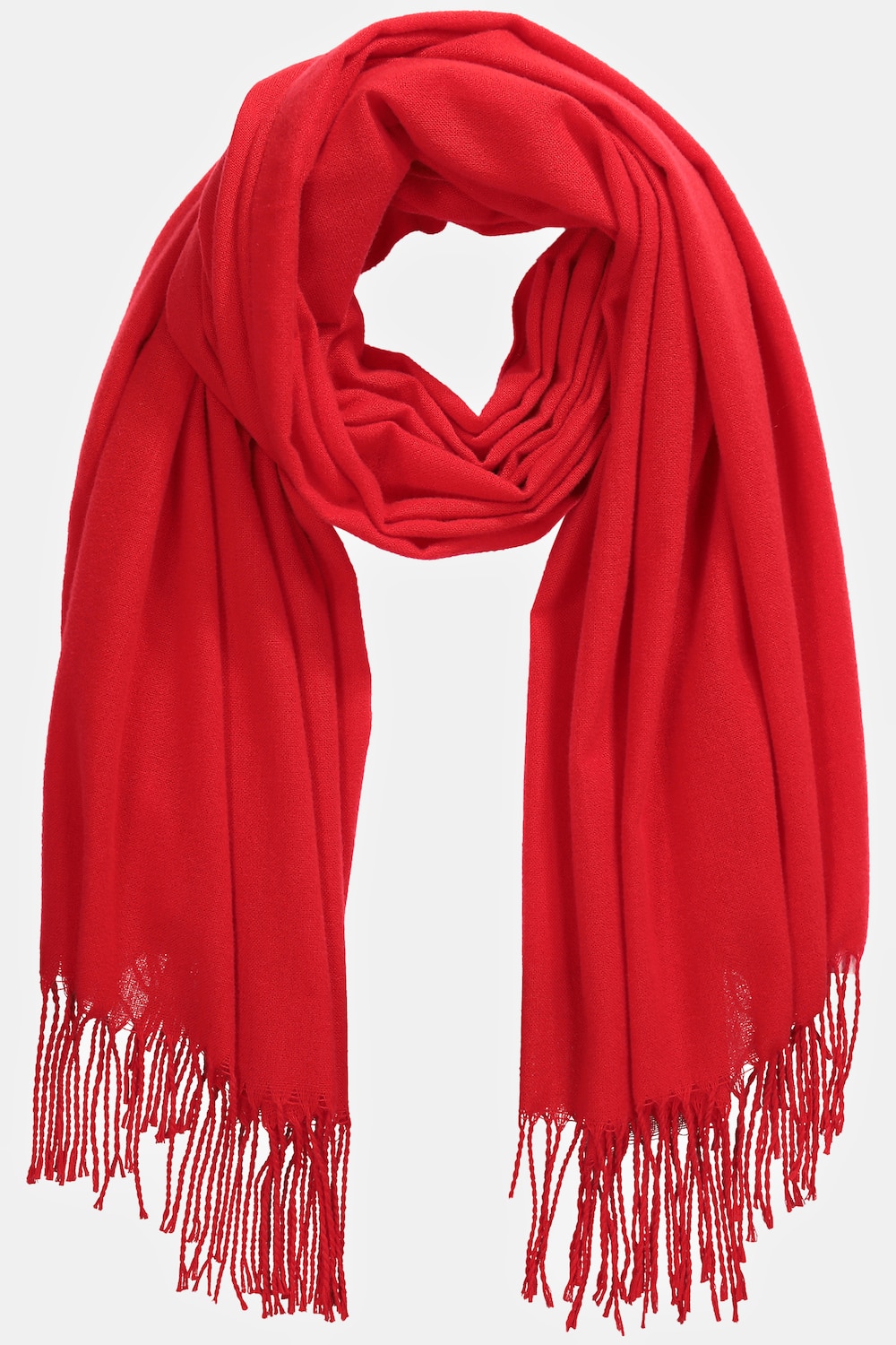grandes tailles écharpe de couleur chinée avec de longues franges, femmes, rouge, taille: one size, viscose/polyester/fibres synthétiques, ulla popken