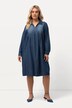 Denim Look Long Sleeve Shirt Dress