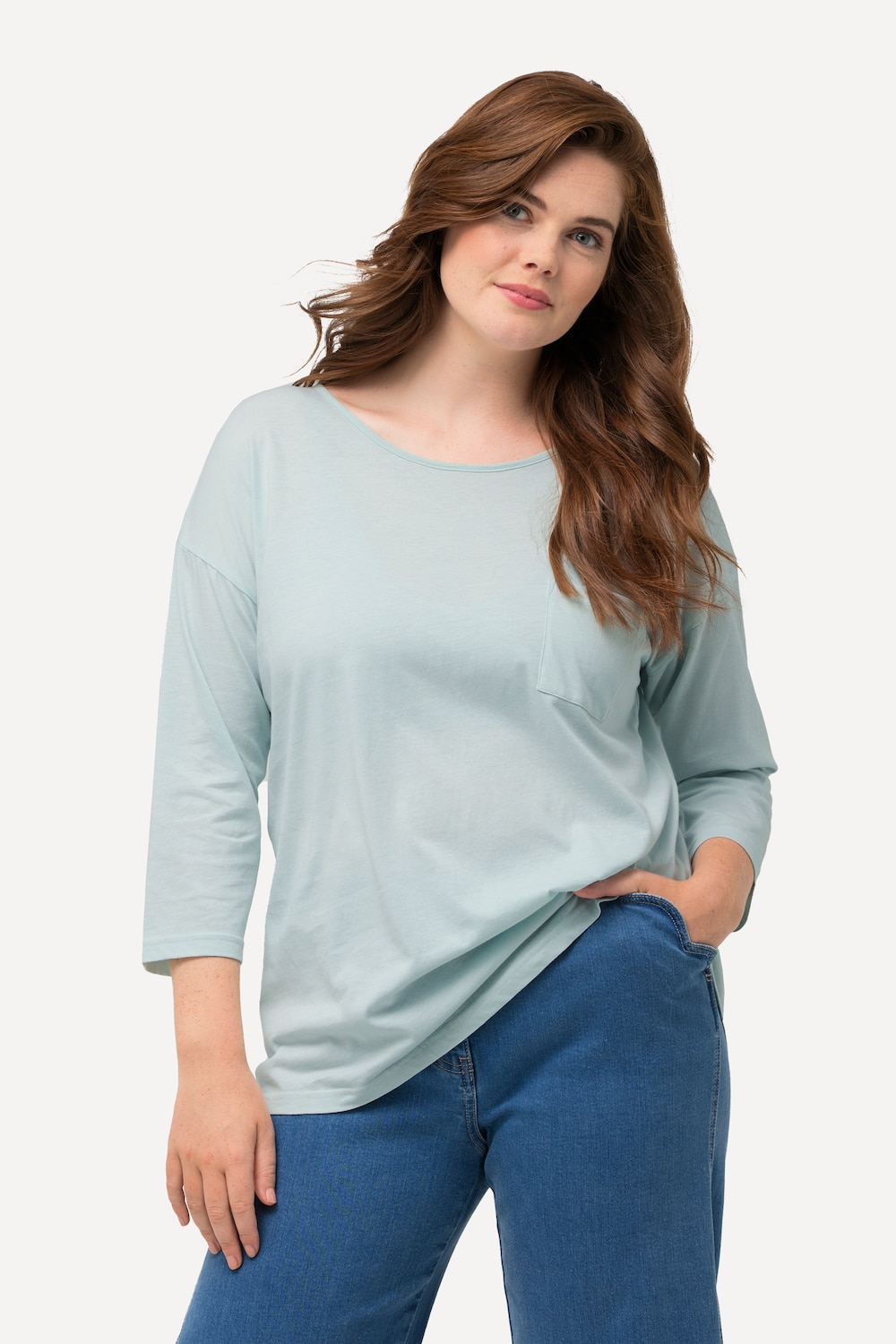 Große Größen Schlafanzug-Shirt, Damen, türkis, Größe: 46/48, Baumwolle, Ulla Popken