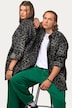 Hemdjacke, oversized, Leo-Plüsch, Hemdkragen, Langarm, Unisex