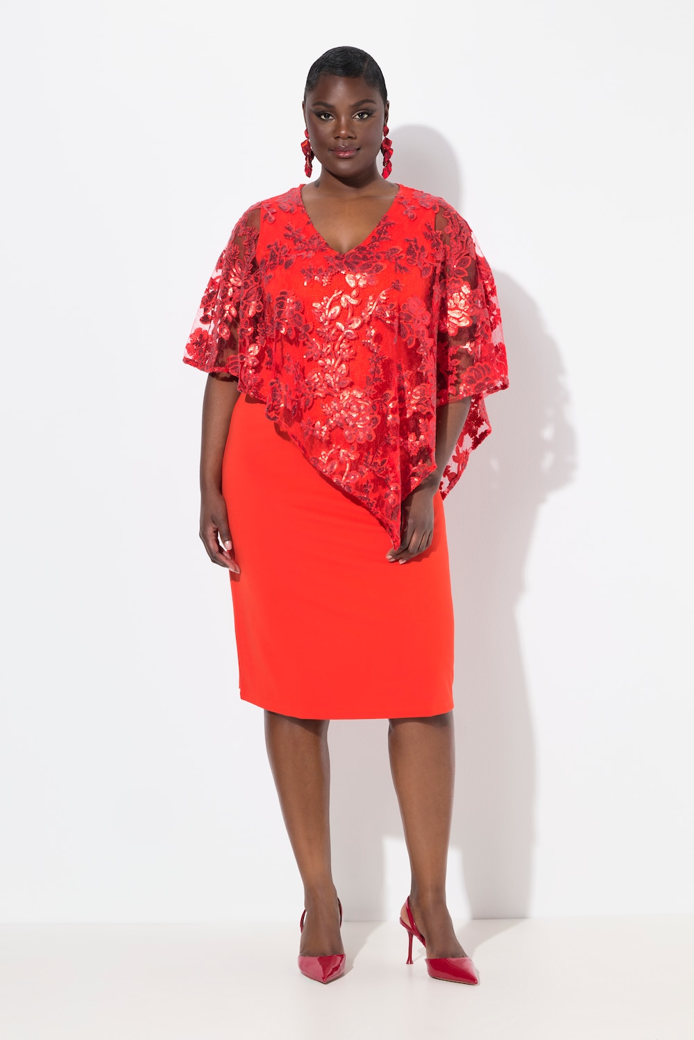 Große Größen Kleid, Damen, rot, Größe: 46/48, Polyester/Viskose/Synthetische Fasern, Ulla Popken