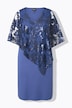Kleid, Überwurf, Pailletten, V-Ausschnitt, 3/4-Arm