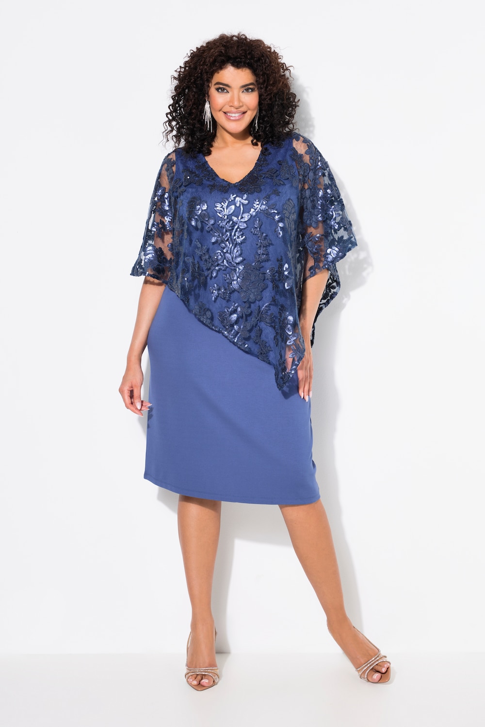 Große Größen Kleid, Damen, blau, Größe: 54/56, Polyester/Viskose/Synthetische Fasern, Ulla Popken