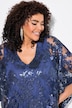 Kleid, Überwurf, Pailletten, V-Ausschnitt, 3/4-Arm