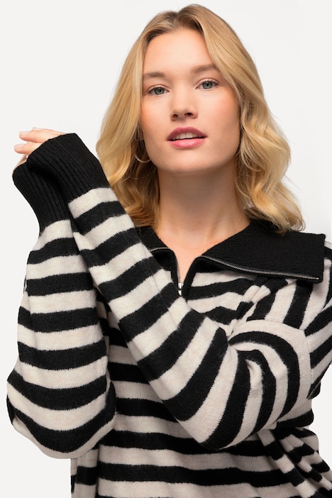 Striped Troyer Collar Sweater | Sweater | Sweaters