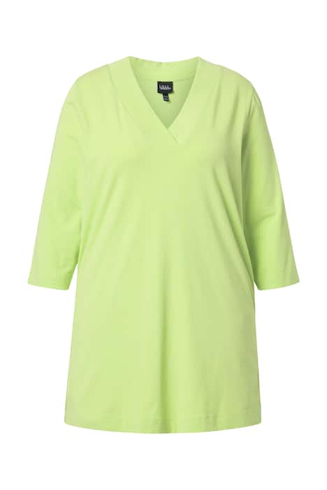 Dlouhé tričko, A střih, výstřih do V, 3/4 rukávy