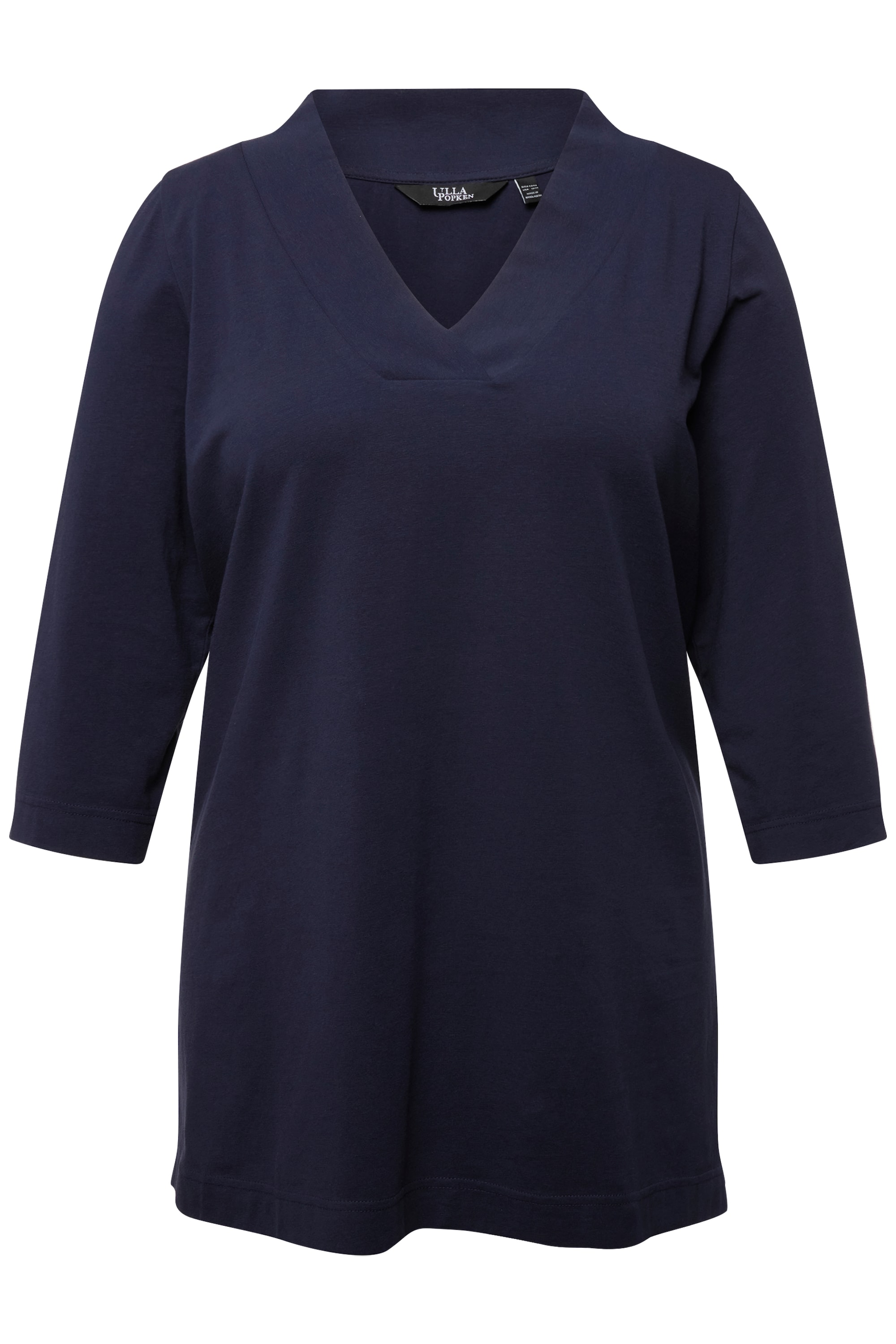 Ulla Popken Damen große Größen Longshirt A Linie V Ausschnitt 3 4 Arm 825083