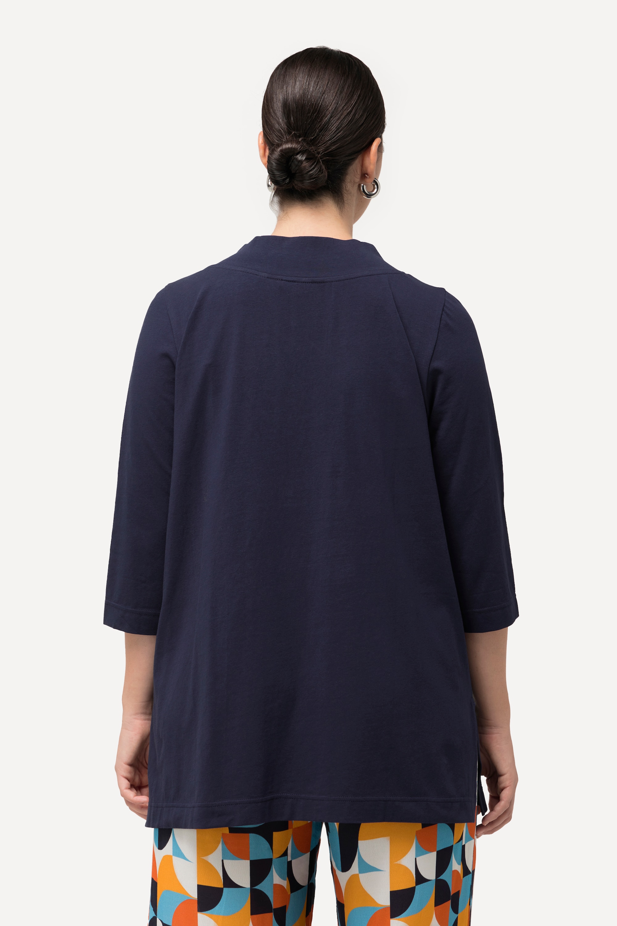 Ulla Popken Damen große Größen Longshirt A Linie V Ausschnitt 3 4 Arm 825083