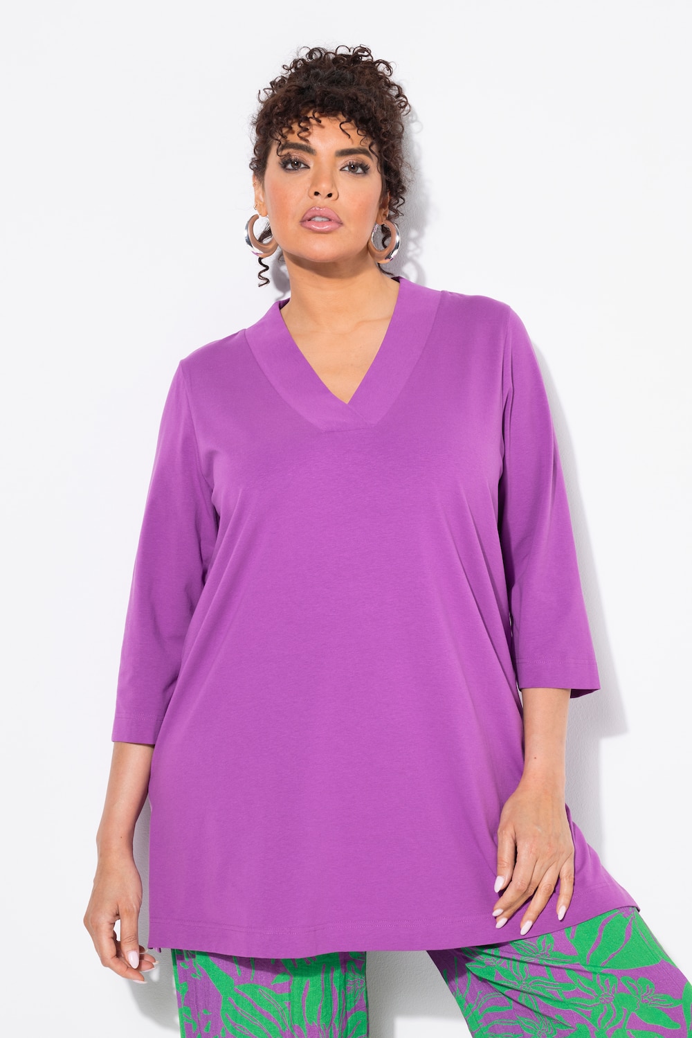 Große Größen Longshirt, Damen, lila, Größe: 50/52, Baumwolle, Ulla Popken