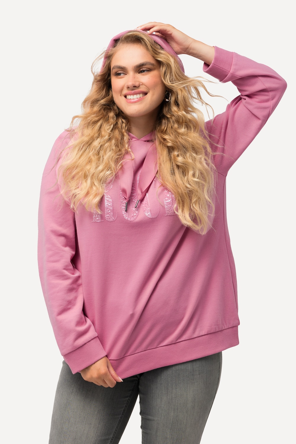 Grote Maten Hoodie, Dames, roze, Maat: 50/52, Polyester/Katoen, Ulla Popken