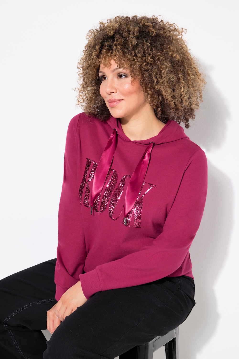 Große Größen Hoodie, Damen, rot, Größe: 54/56, Polyester/Baumwolle, Ulla Popken