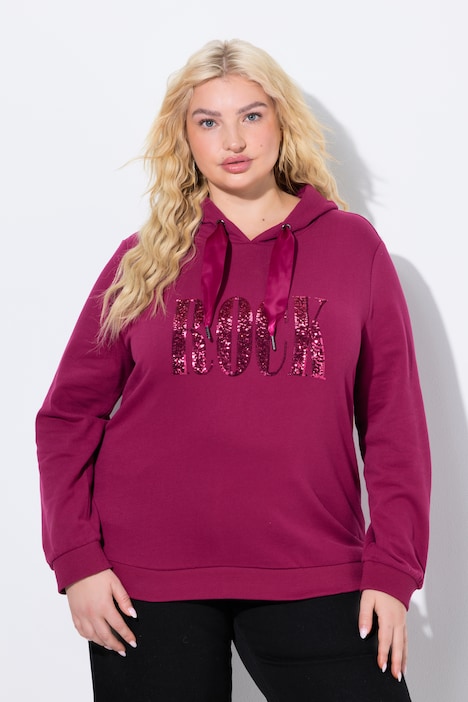 Hoodie, tekst met pailletjes, lange mouwen, capuchon