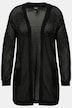 Long-Strickjacke, Netz-Optik, offene Form, V-Ausschnitt