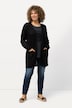 Long-Strickjacke, Netz-Optik, offene Form, V-Ausschnitt