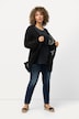 Long-Strickjacke, Netz-Optik, offene Form, V-Ausschnitt