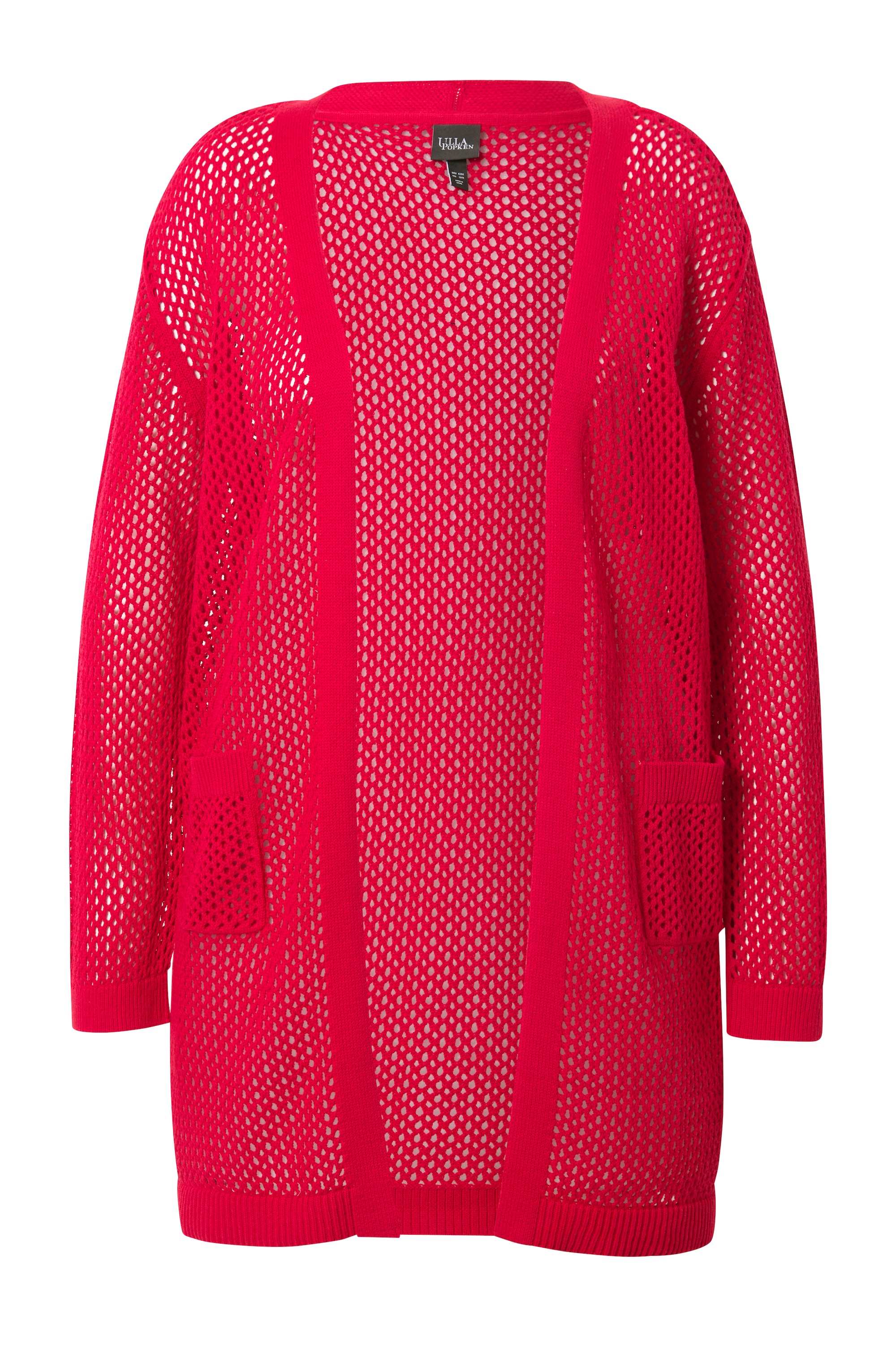 Ulla Popken Damen große Größen Long Strickjacke Netz Optik offene Form