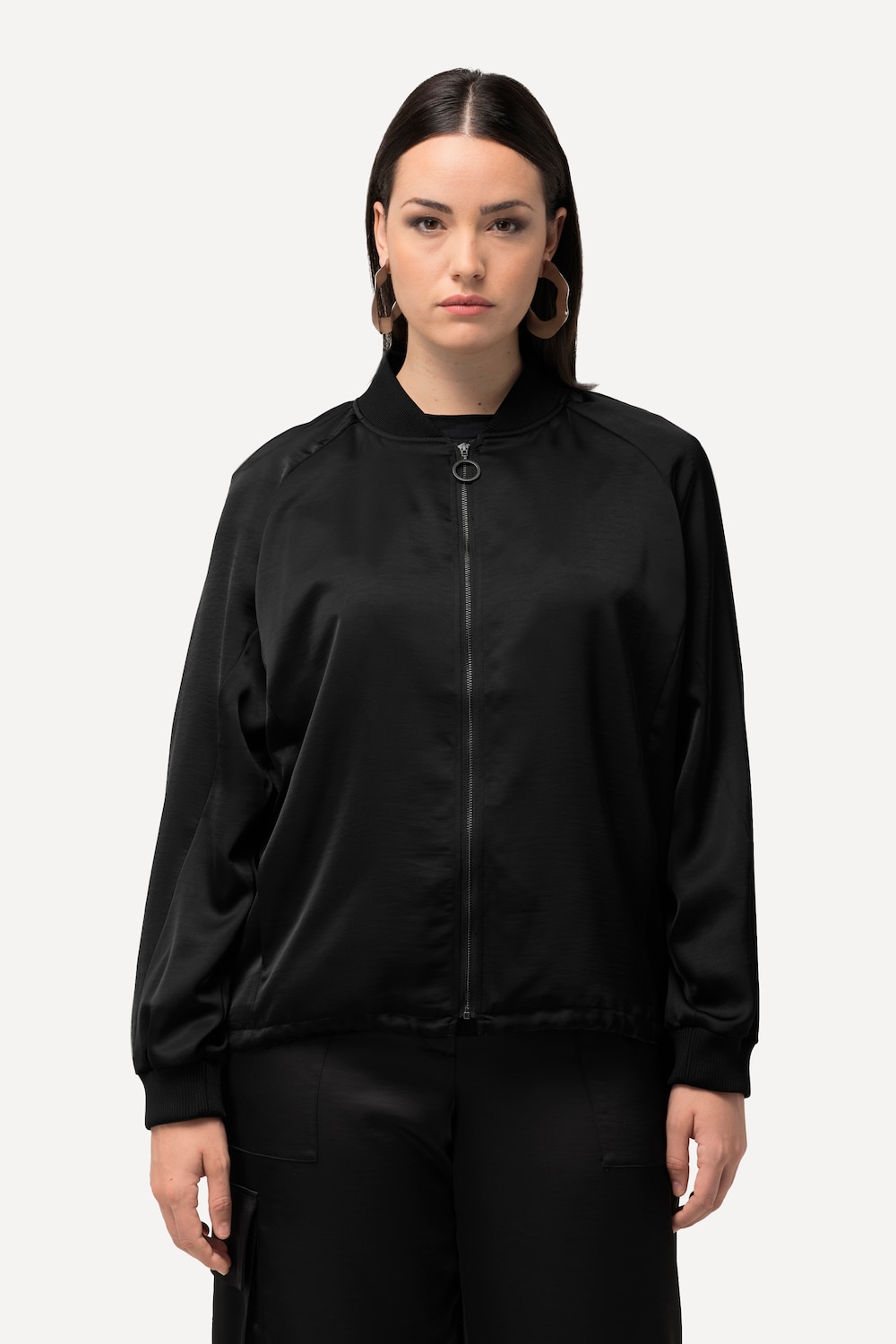 Große Größen Collegejacke, Damen, schwarz, Größe: 50/52, Polyester, Ulla Popken