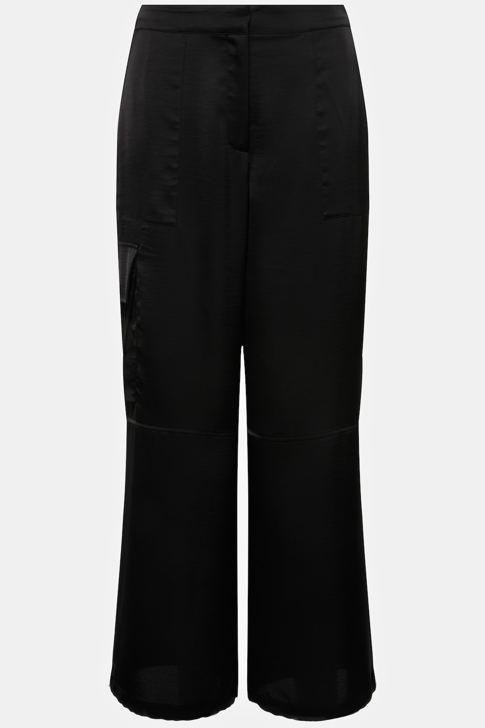 Stora storlekar Satin-cargobyxa Mary, Dam, svart, storlek: 50/52, Polyester, Ulla Popken