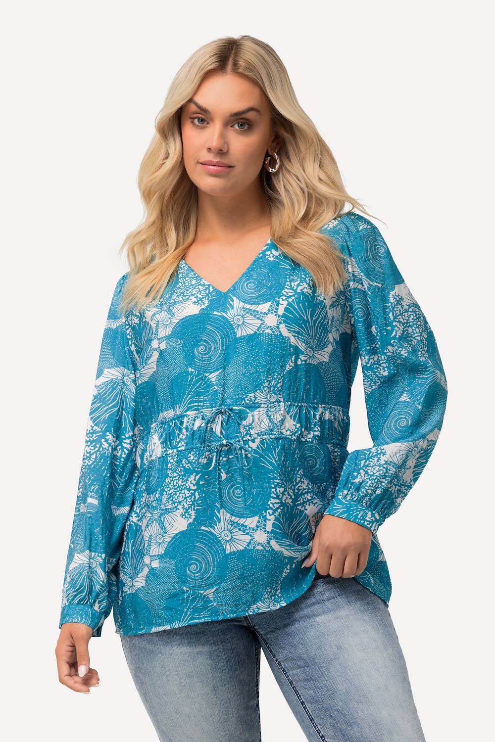 Grote Maten Blouse, Dames, turquoise, Maat: 46/48, Viscose/Synthetische vezels, Ulla Popken