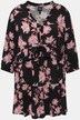 Longbluse, Blätter, A-Linie, V-Ausschnitt, 3/4-Arm