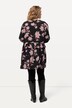 Longbluse, Blätter, A-Linie, V-Ausschnitt, 3/4-Arm