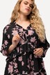 Longbluse, Blätter, A-Linie, V-Ausschnitt, 3/4-Arm