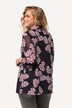 Koszula z siateczki, w kwiaty, krój trapezowy, stójka, rękawy 3/4