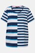 T-shirt, kombinacja pasków, luźny krój, okrągły dekolt, rękaw 1/2