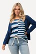 T-shirt, kombinacja pasków, luźny krój, okrągły dekolt, rękaw 1/2