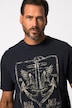 T-shirt à manches courtes, col rond et imprimé ancre de bateau sur la poitrine - jusqu'au 8XL