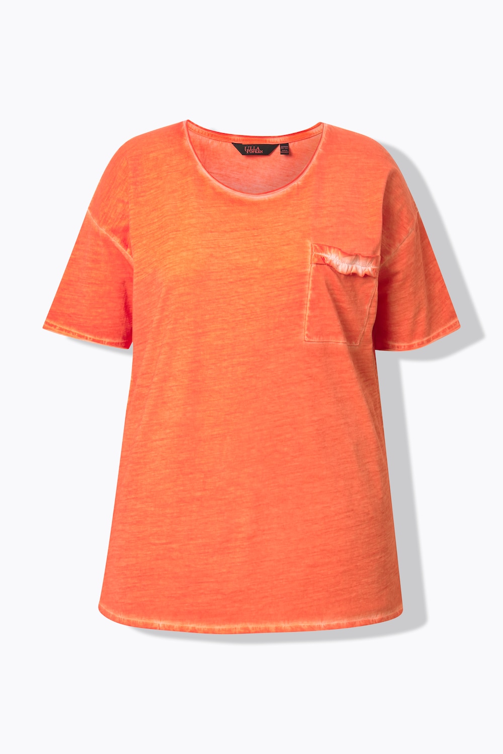 Stora storlekar T-shirt med ryschad bröstficka, Dam, röd, storlek: 42/44, Bomull, Ulla Popken