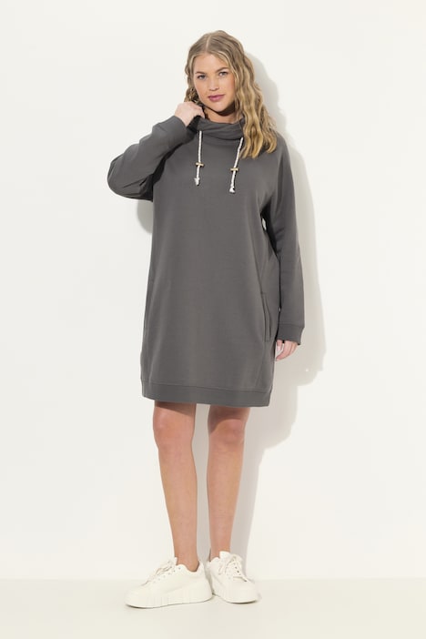 Stand-Up Collar Long Sleeve Sweatshirt Dress