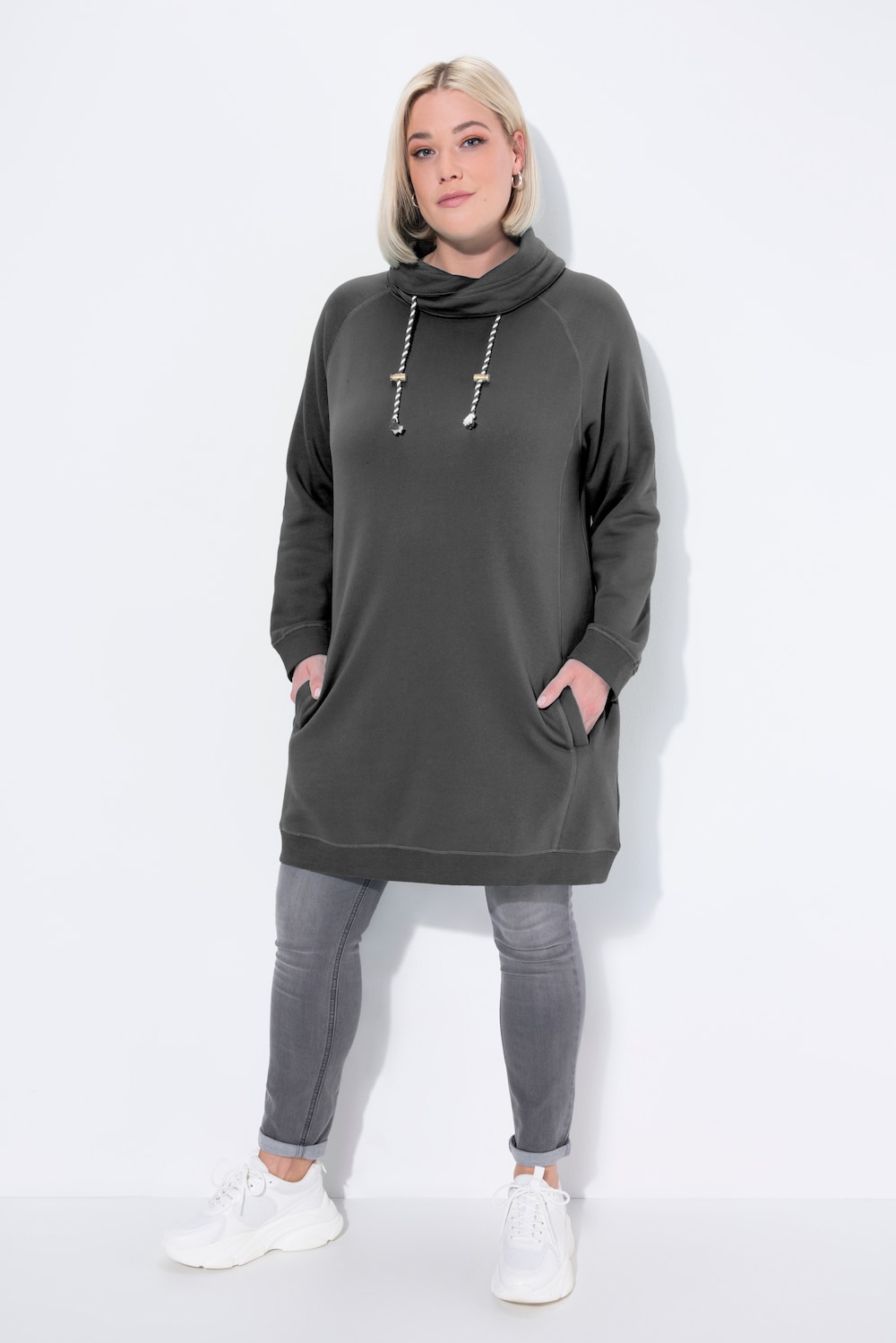 Große Größen Sweatkleid, Damen, grau, Größe: 42/44, Baumwolle/Polyester, Ulla Popken