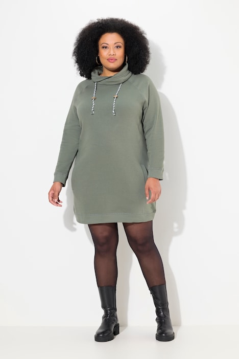 Stand-Up Collar Long Sleeve Sweatshirt Dress