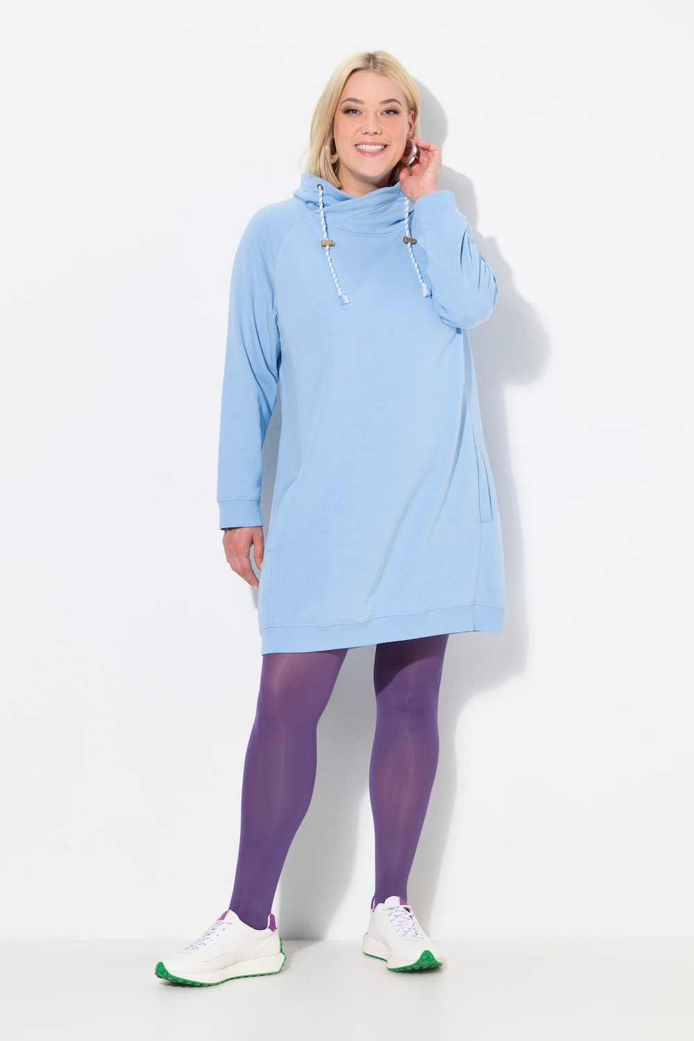 Thumbnail - Große Größen Sweatkleid, Damen, blau, Größe: 42/44, Baumwolle/Polyester, Ulla Popken