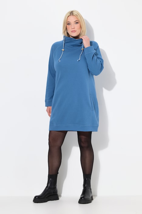 Stand-Up Collar Long Sleeve Sweatshirt Dress