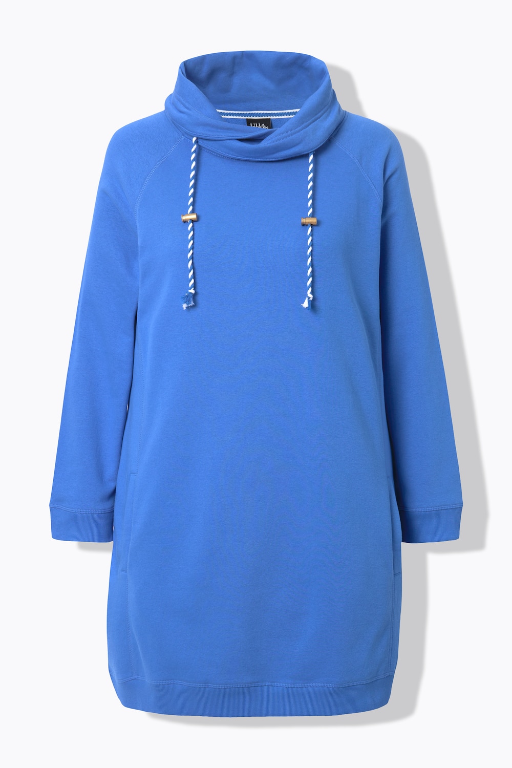 Stora storlekar Mjukisklänning med fickor, Dam, blå, storlek: 42/44, Bomull/Polyester, Ulla Popken