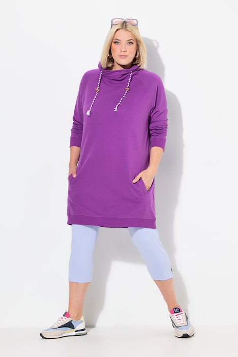 Stand-Up Collar Long Sleeve Sweatshirt Dress