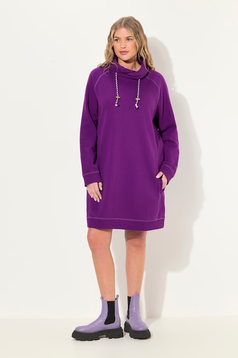 Stand-Up Collar Long Sleeve Sweatshirt Dress