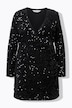 Kleid, Wickeloptik, Pailletten, V-Ausschnitt