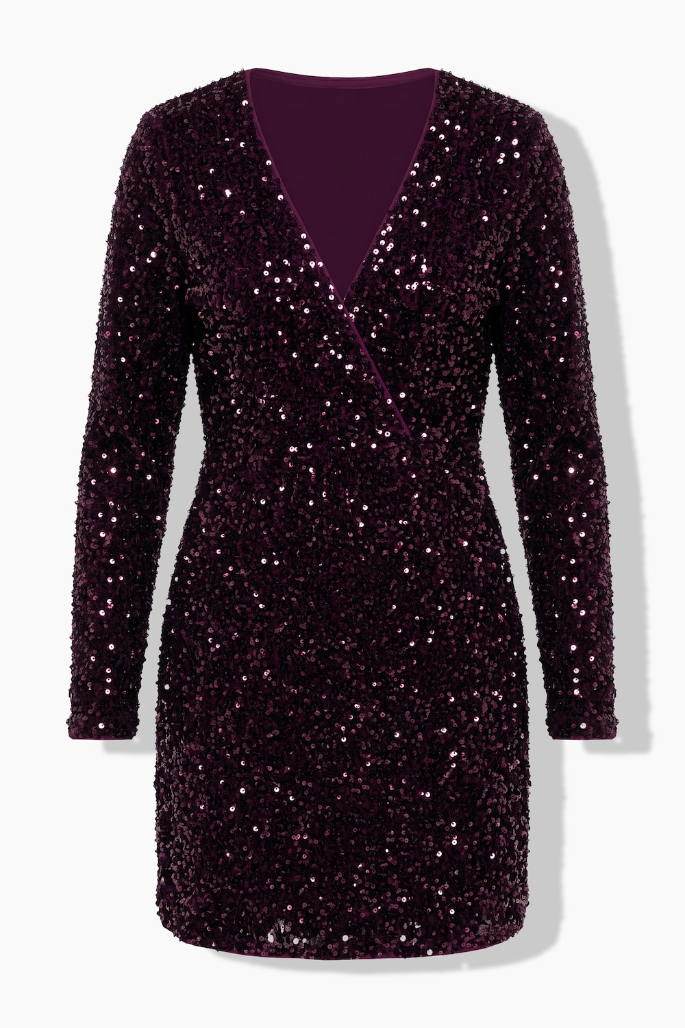 Kleid, Wickeloptik, Pailletten, V-Ausschnitt