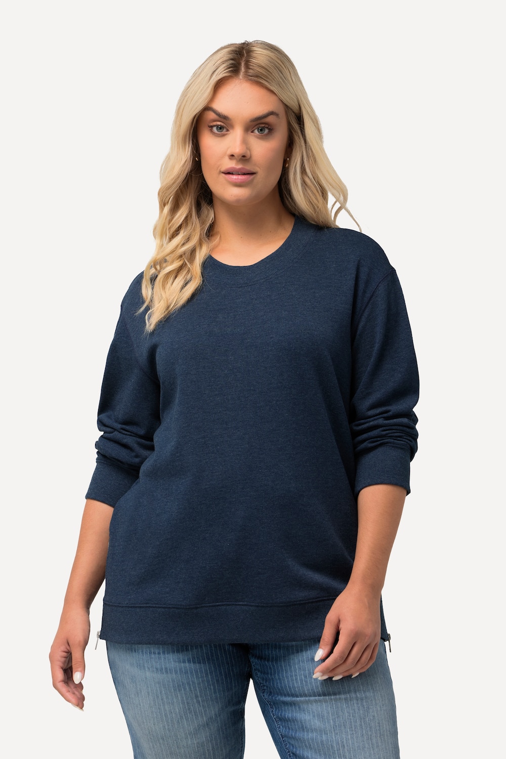 Grote Maten Sweatshirt, Dames, blauw, Maat: 54/56, Katoen/Polyester, Ulla Popken