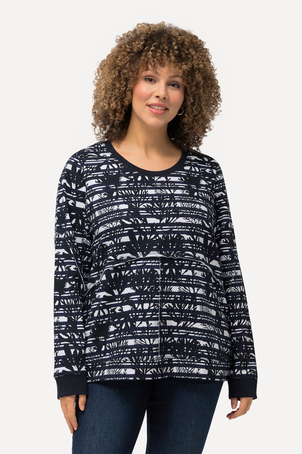 Große Größen Sweatshirt, Damen, blau, Größe: 42/44, Baumwolle/Polyester, Ulla Popken